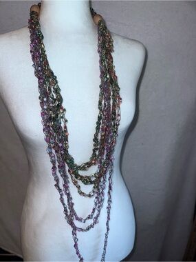 #JC2 Multicolor Ladder Yarn Crochet Necklace Women Jewelry Popular from the 90’s